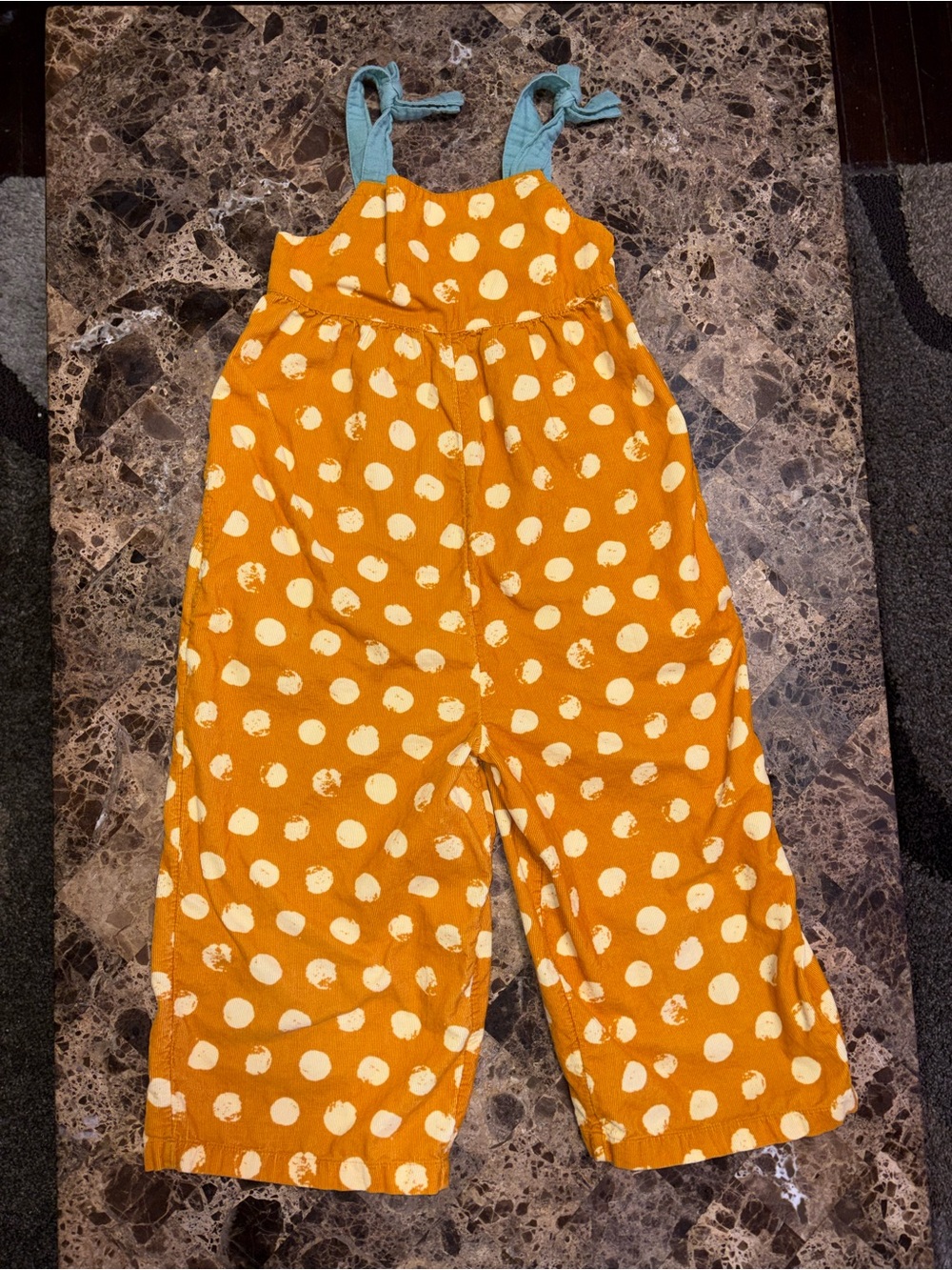 Kids Polka Dot Orange Overalls with Blue Straps
